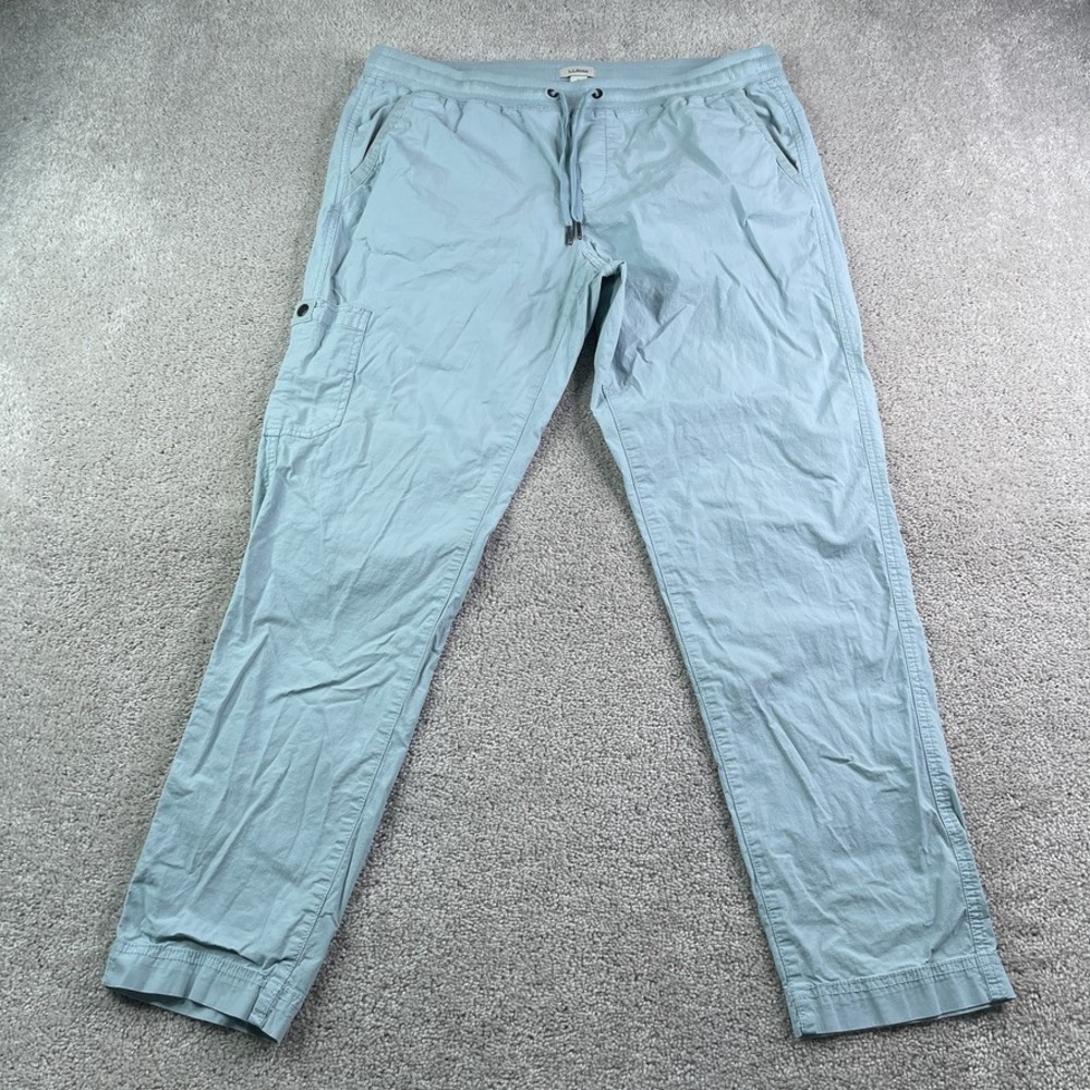 LL Bean Pants Women Large Blue Stretch Ripstop Pull On Slim Leg Hiking Gorpcore